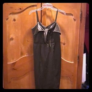 Olive green silk vintage dress